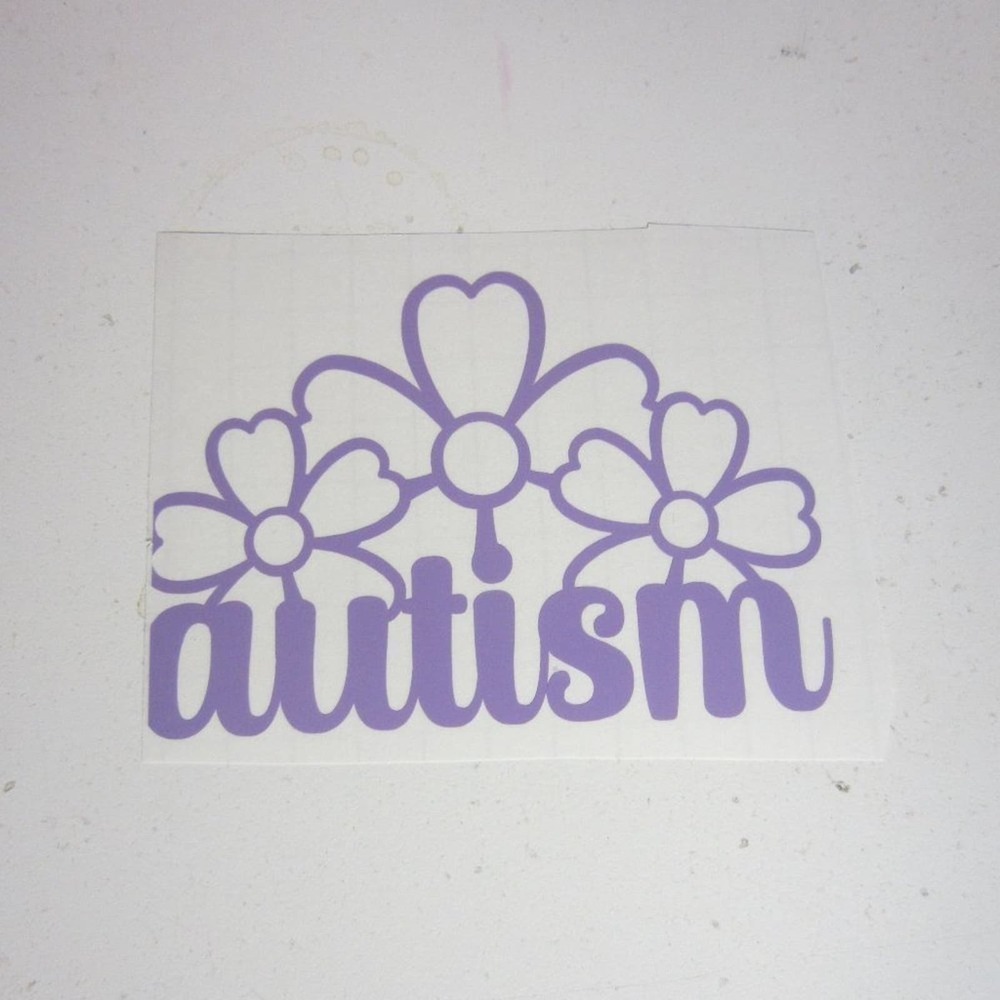 Handmade Custom Flower Autism Light Purple Decal Stickers 4" x 4"